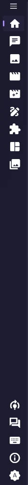 The folded navigation pane: the hamburger button, nine tab icons with Home highlighted, and five footer icons at the bottom.