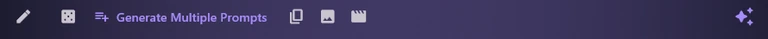 The Editor toolbar: pencil, dice, Generate Multiple Prompts, copy, picture and clapperboard icons, and a sparkle icon at the far right.
