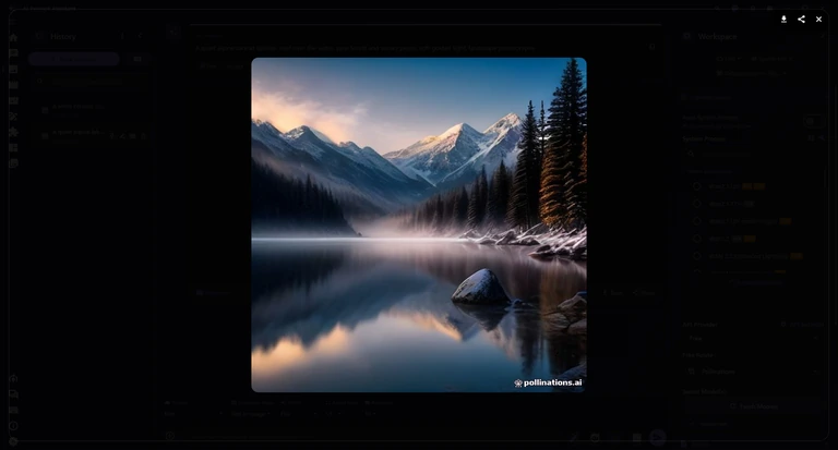 The picture enlarged on a darkened screen, with Save, Share and Close icons at the top right.