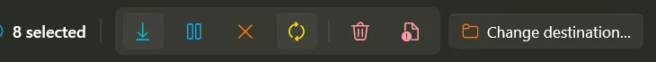 Close-up of the bulk action bar buttons.